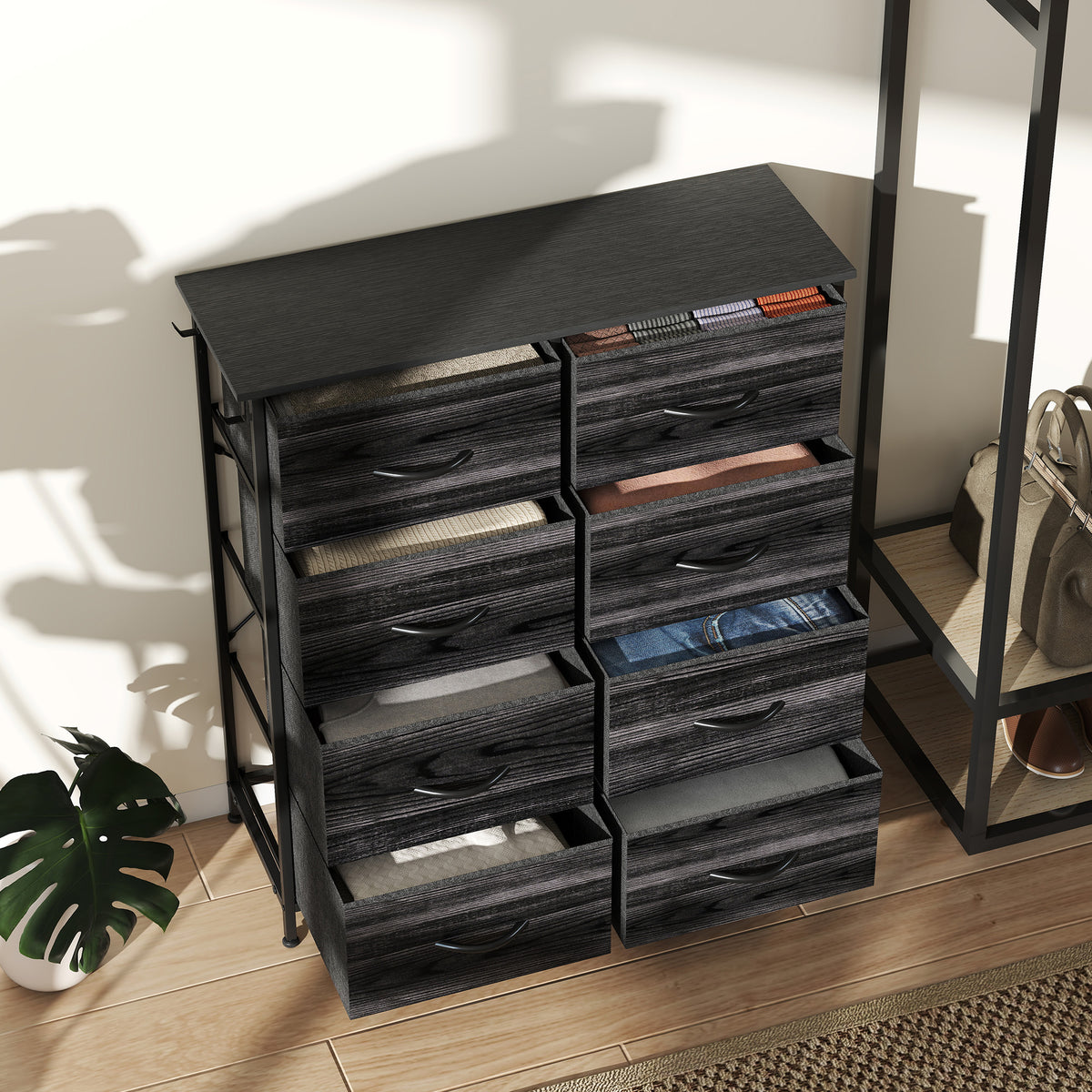 HOMCOM Chest of Eight Fabric Drawers - Black
