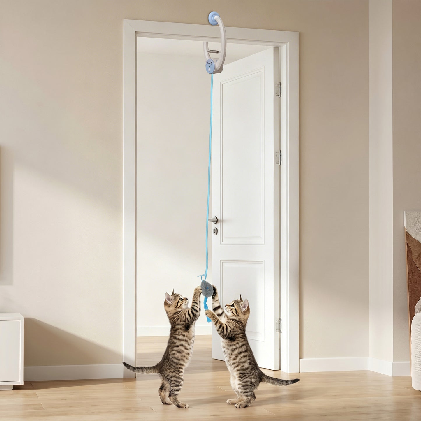 PawHut Interactive Cat Toys for Indoor Kittens & Adult USB Rechargeable Door Hanging Bouncing Mouse Teaser