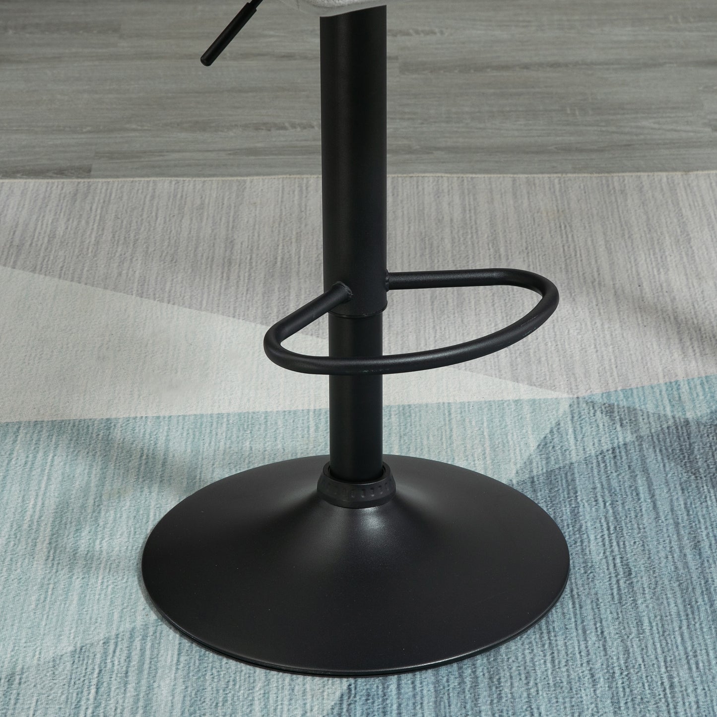 HOMCOM Bar Stools Set Of 2, Luxurious Velvet-Touch Barstools with Metal Frame Footrest Round Base Triangle Indenting Moulded Seat Adjustable Height Swivel Light Grey