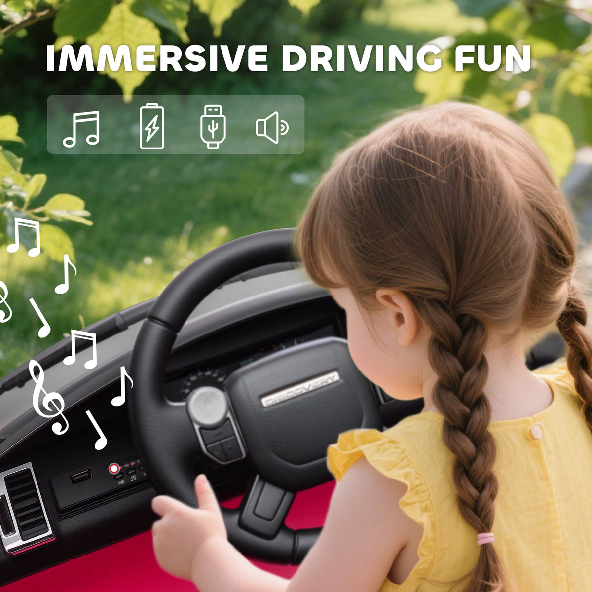 AIYAPLAY Land Rover Discovery Licensed 12V Kids Electric Car with Remote, 4 Wheel Suspension, Slow Start, Lights, Music, Pink