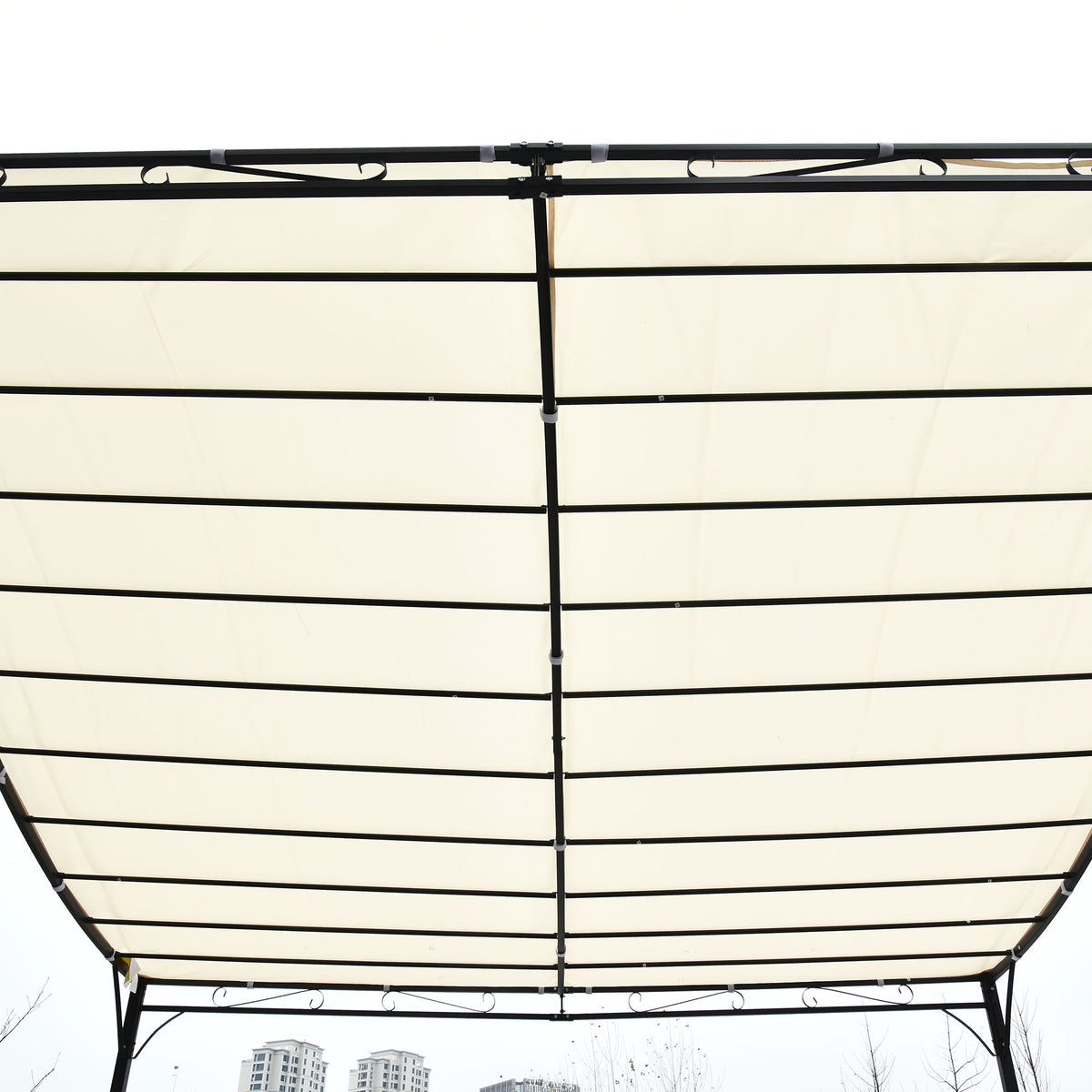 Outsunny 3x3 m Wall Mounted Garden Porch with UV Protection, Cream White