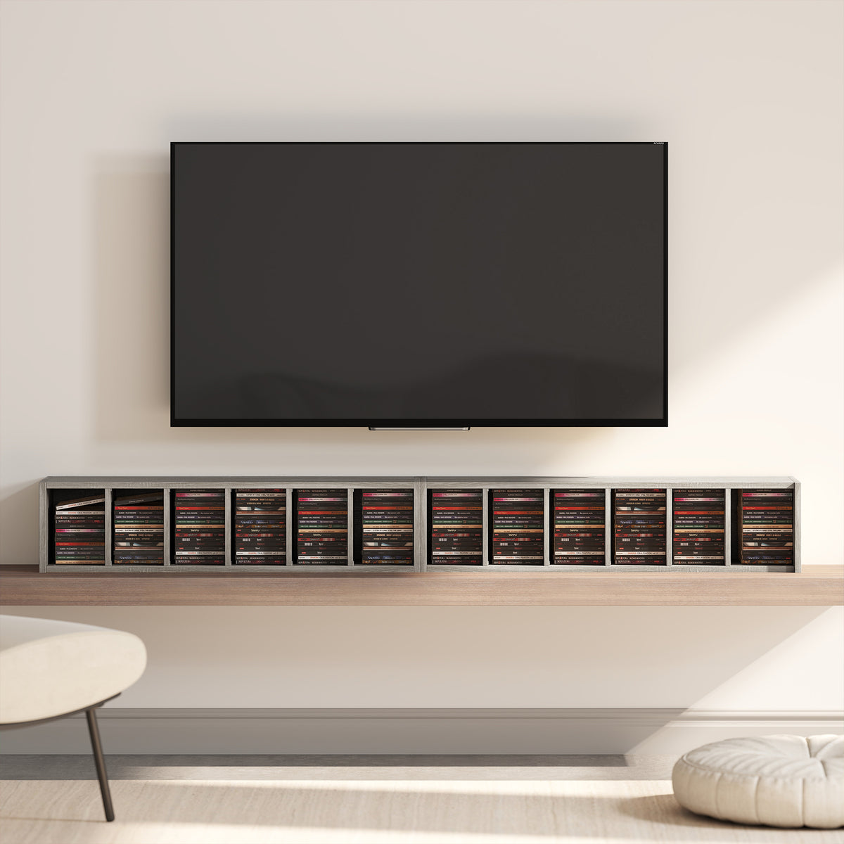 HOMCOM Set of 2 CD Media Display Shelf Unit Tower Rack with Adjustable Shelves, Mocha Wood Effect