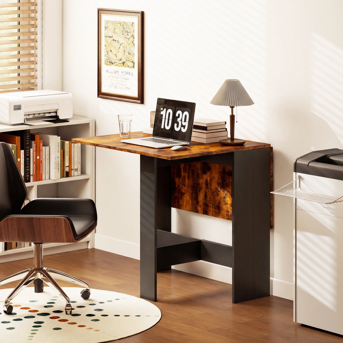 HOMCOM Folding Dining Table, Space-Saving Drop Leaf Kitchen Table for 4-6 People Rustic Brown