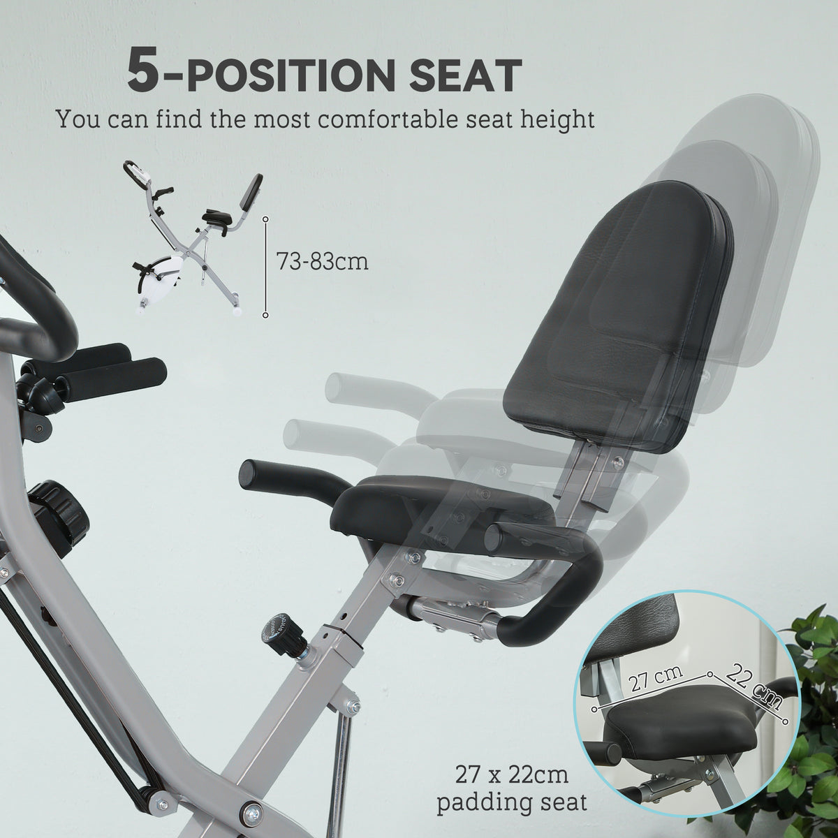 SPORTNOW exercise bike with padded seat and five adjustable seat positions