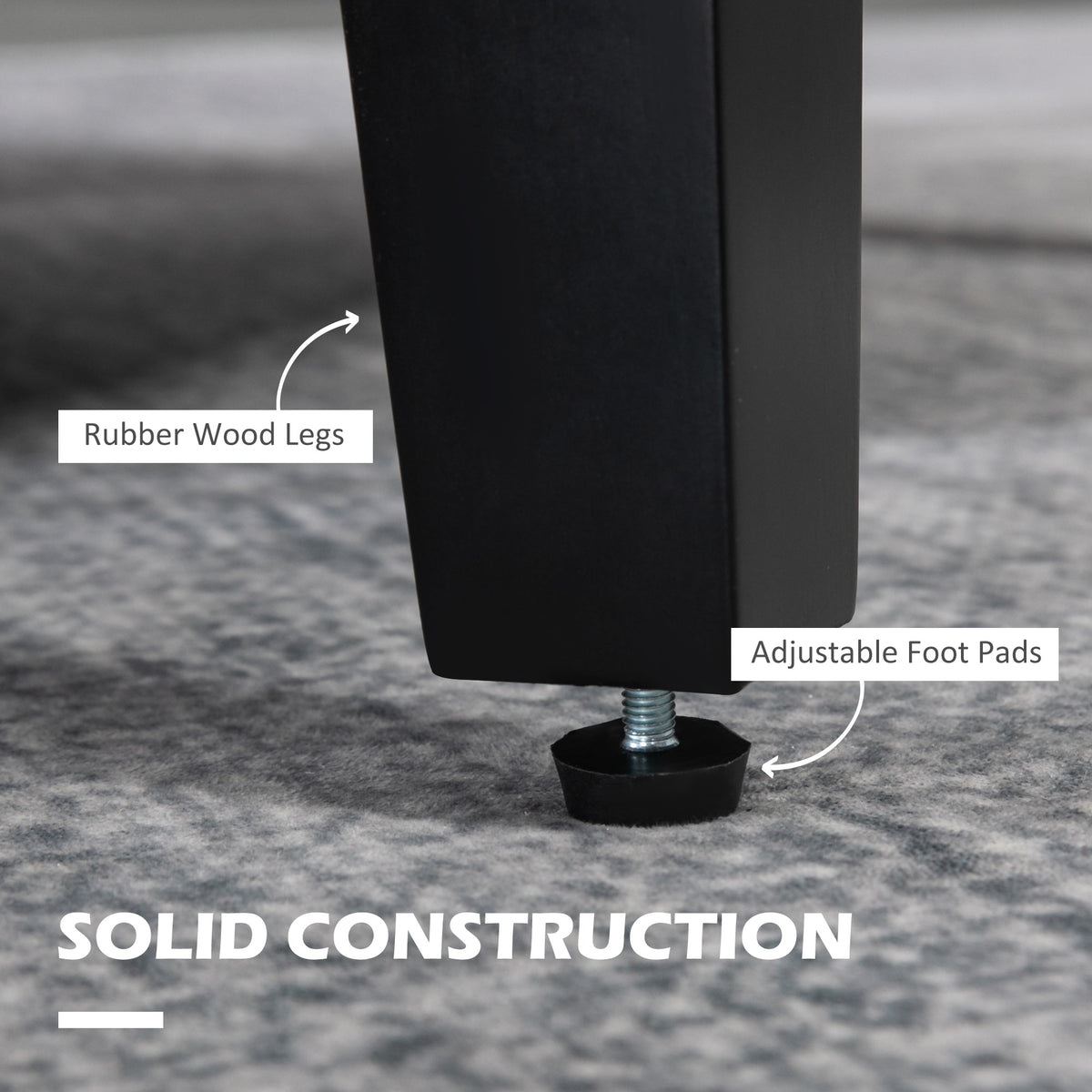 Armchair rubberwood leg with an adjustable foot pad