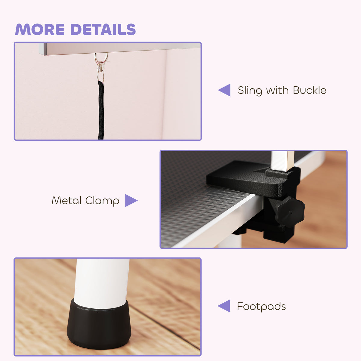 PawHut 32" Foldable Dog Grooming Table Pet Drying Beauty Table Adjustable Fixed Arm Rubber Top, Black