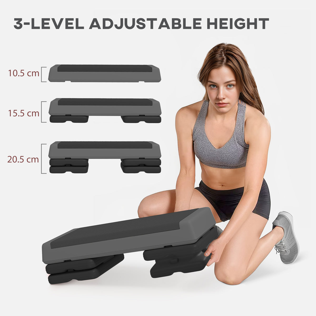 SPORTNOW stepper with three adjustable heights from 10.5 to 20.5 cm