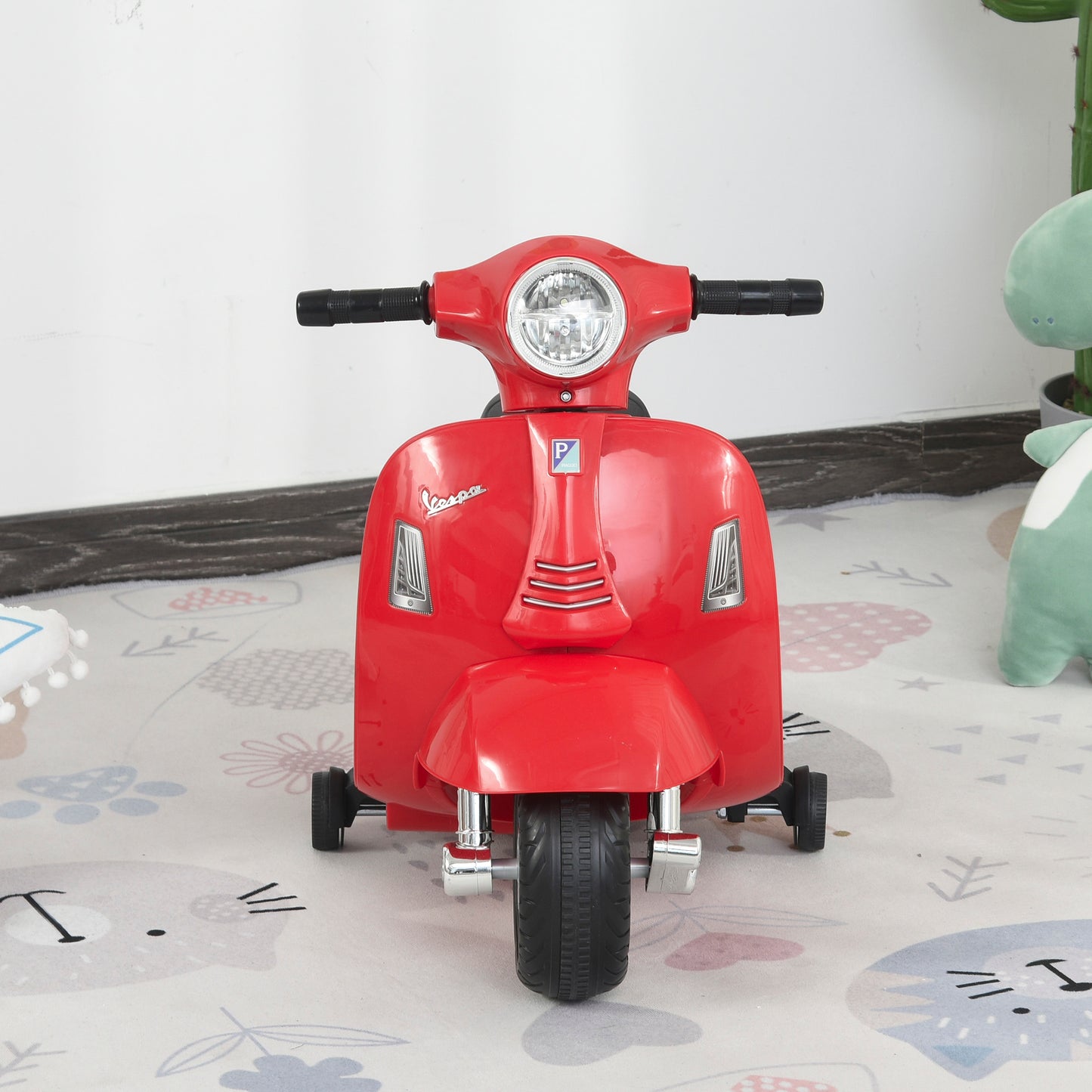 HOMCOM Vespa Licensed 6V Kids Electric Motorbike Ride On Motorcycle Battery Powered for 18-36 Months with Horn Light Red