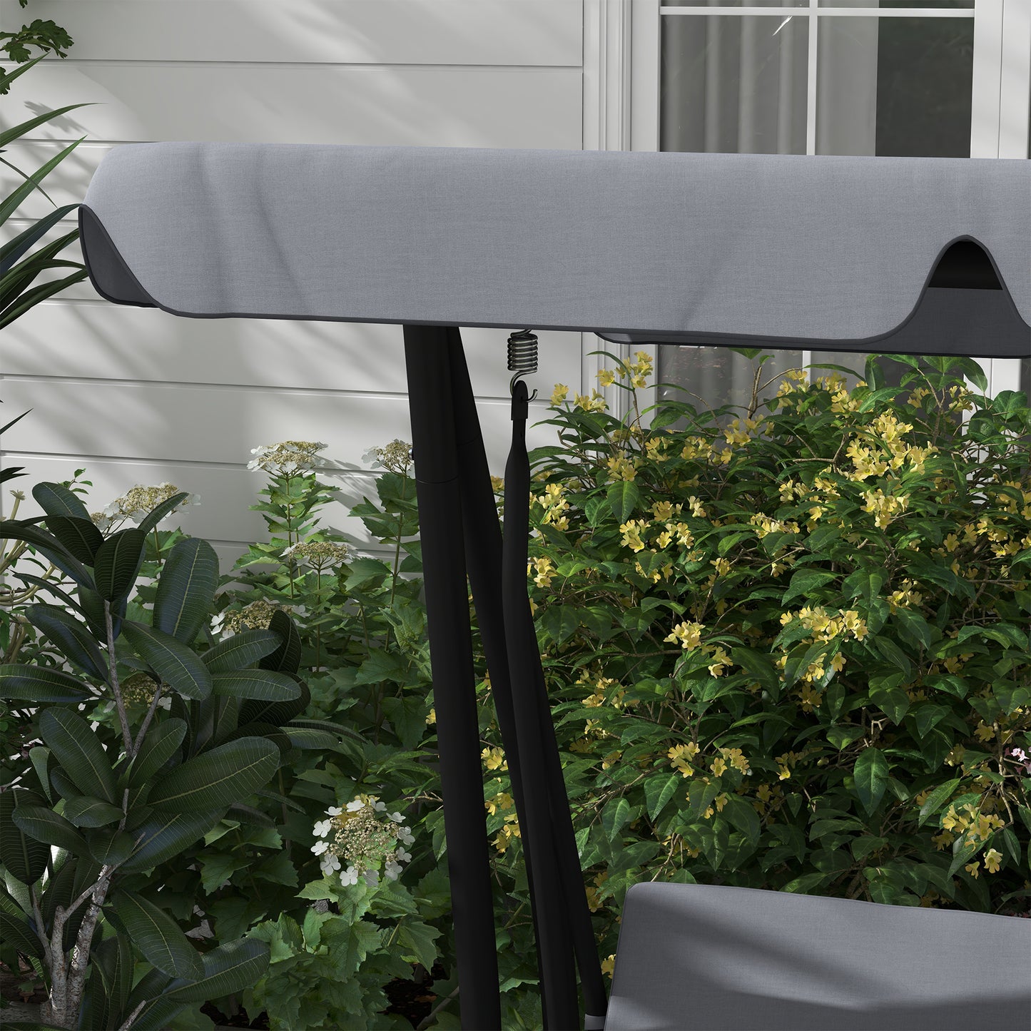 Outsunny Three-Person garden Swing Chair, with Adjustable Canopy - Dark Grey