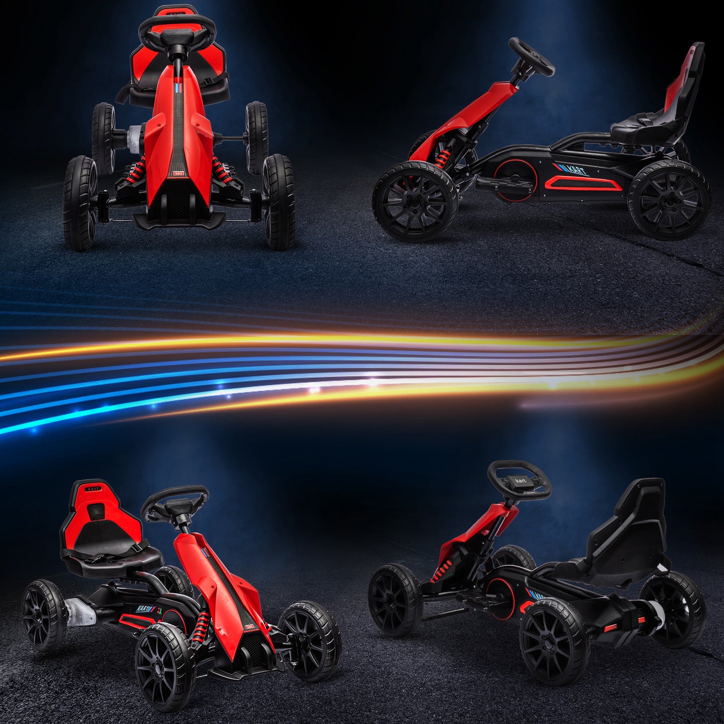 HOMCOM 12V Electric Go-Kart for Kids, Ride-On Racing Go-Kart, with Forward and Reversing Functions, for Ages 3-8 Years - Red