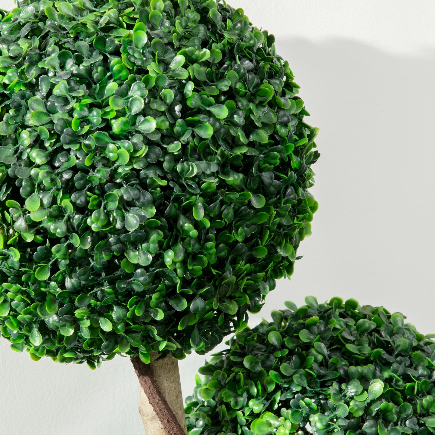 HOMCOM Decorative Artificial Plants Set of 2, Boxwood Ball Topiary Trees in Pot Fake Plants for Home Indoor Outdoor Decor, 90 cm, Dark Green