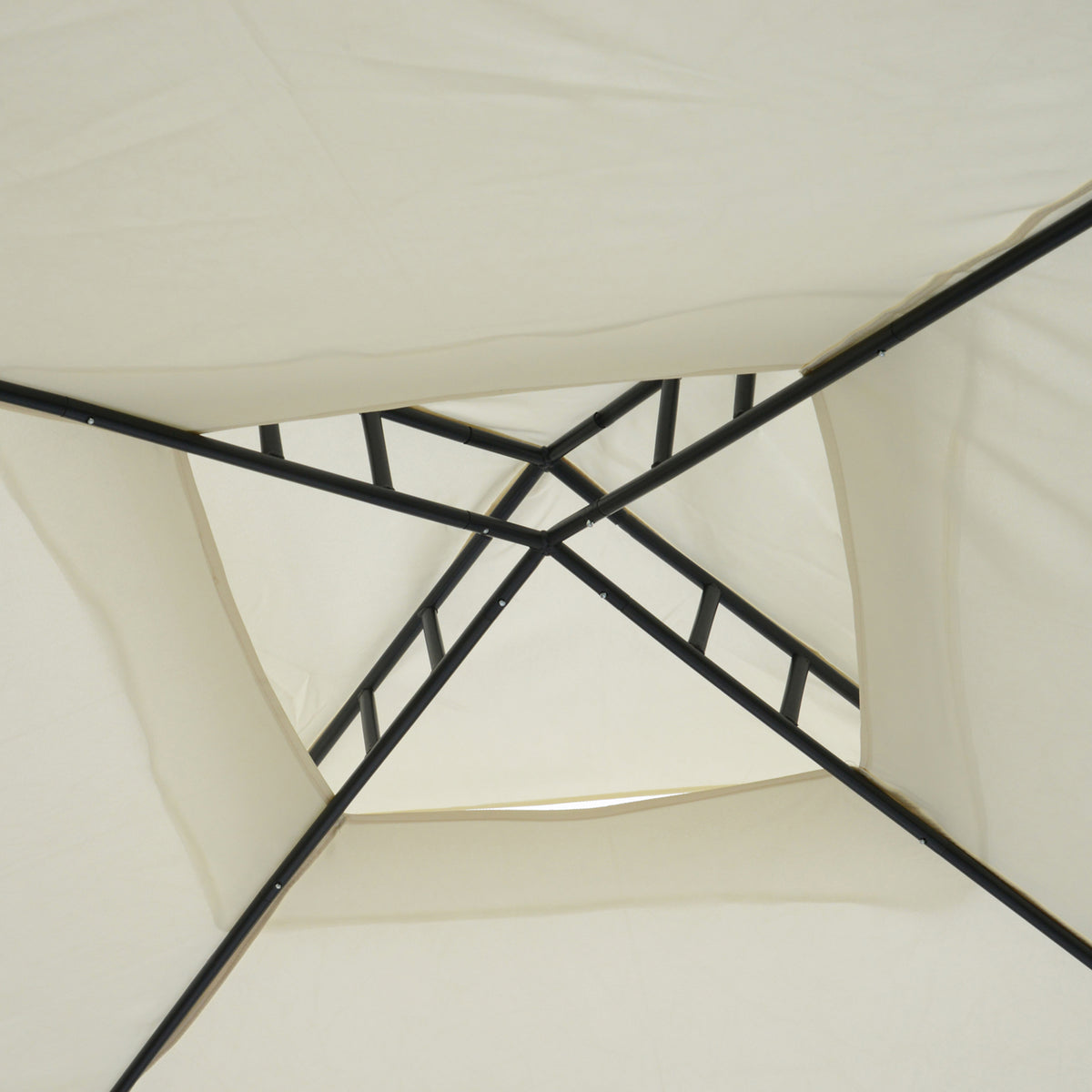 Outsunny 3 x 3 m Metal Gazebo, Double Roof Canopy Shelter with Mesh Sidewalls, Cream White