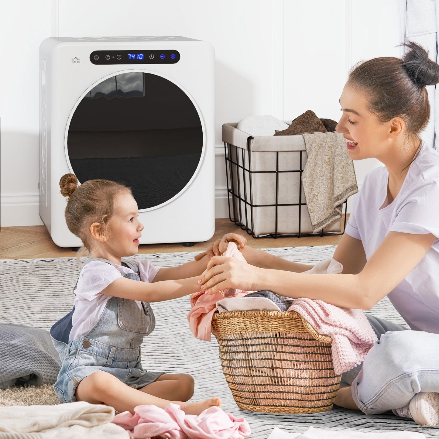 HOMCOM 4kg Compact 40-60℃ Tumble Dryer - White