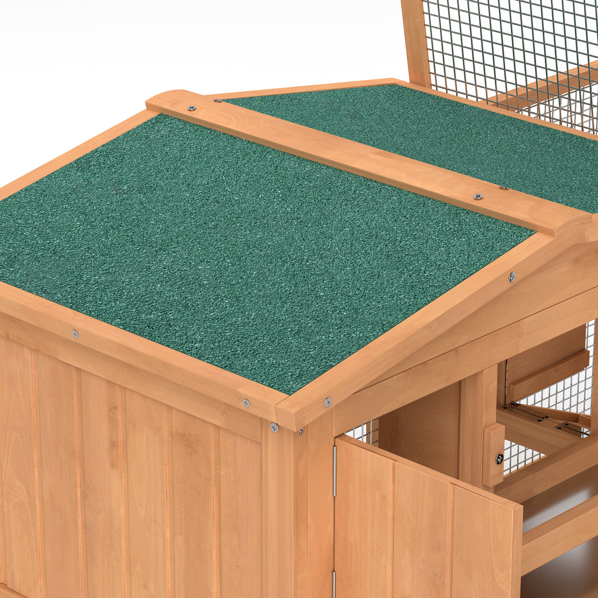 Pawhut Wooden Rabbit Hutch Guinea Pig hutch House 2 Tier with Rabbit Run for Outdoor Garden Backyard, Natural