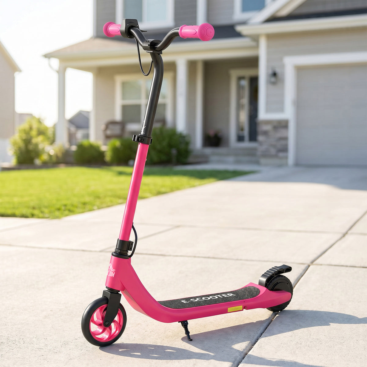 HOMCOM Electric Scooter for Kids 6+, Foldable E Scooter, Up to 8 KM/H, Maximum Range 6 KM, Adjustable Height, Pink