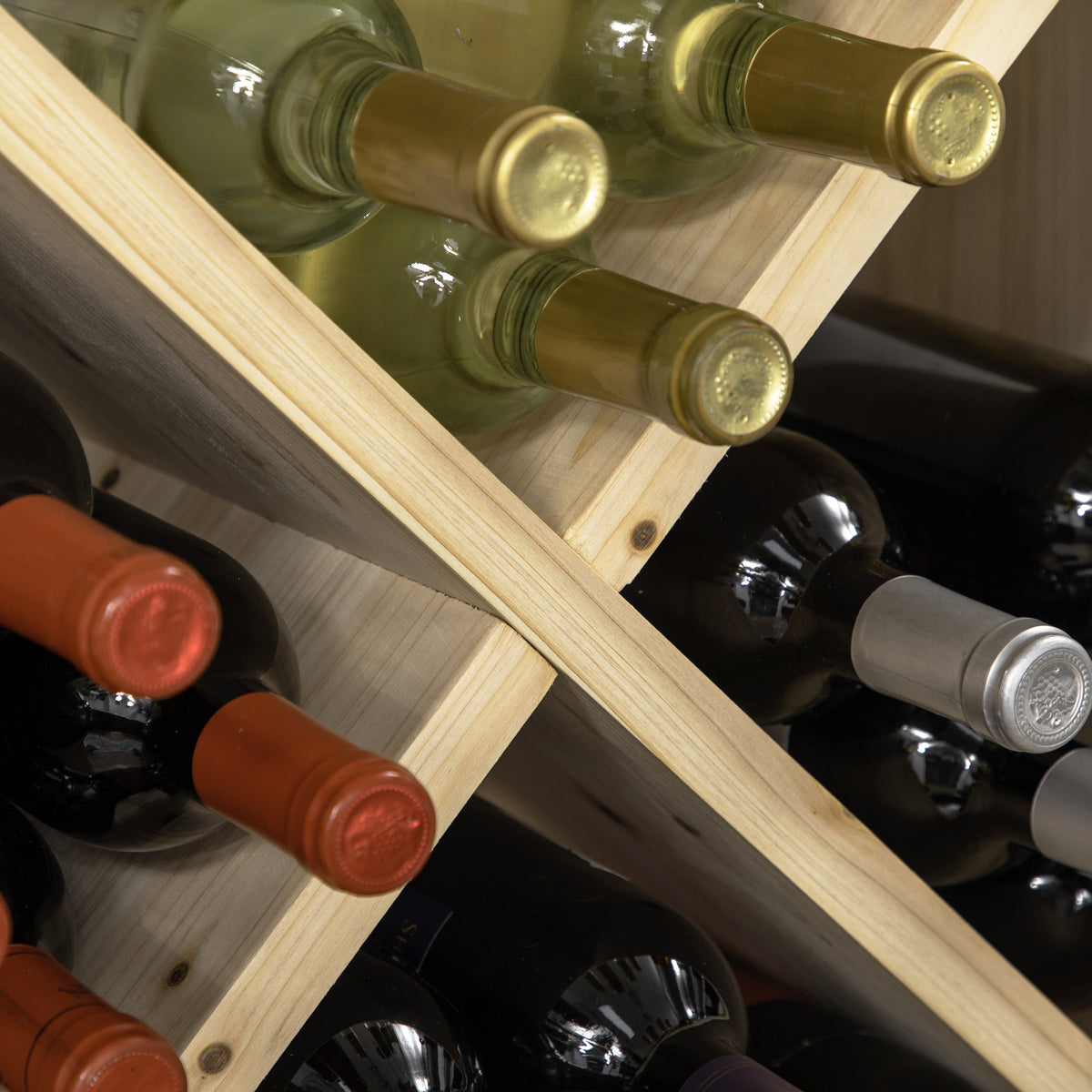 HOMCOM 24 Bottles Wine Rack, Solid Wood Wine Holder Stand, Natural Wood Finish