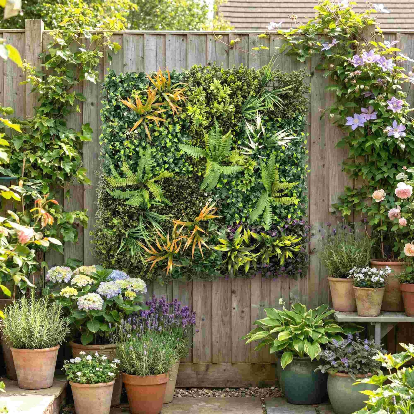 Outsunny Grass Wall Panels, 100 x 100 cm Artificial Grass Wall Decor with Tie Connectors, Greenery Backdrop Panels, Green