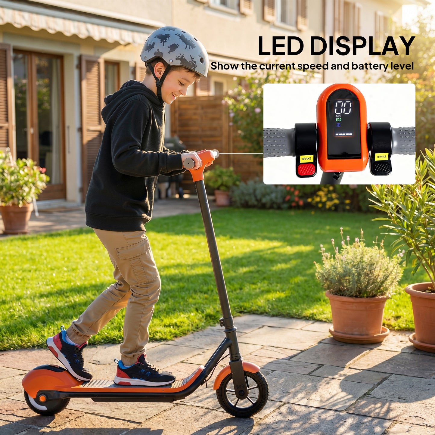 SPORTNOW Electric Scooter for Kids, with LED Display, Green
