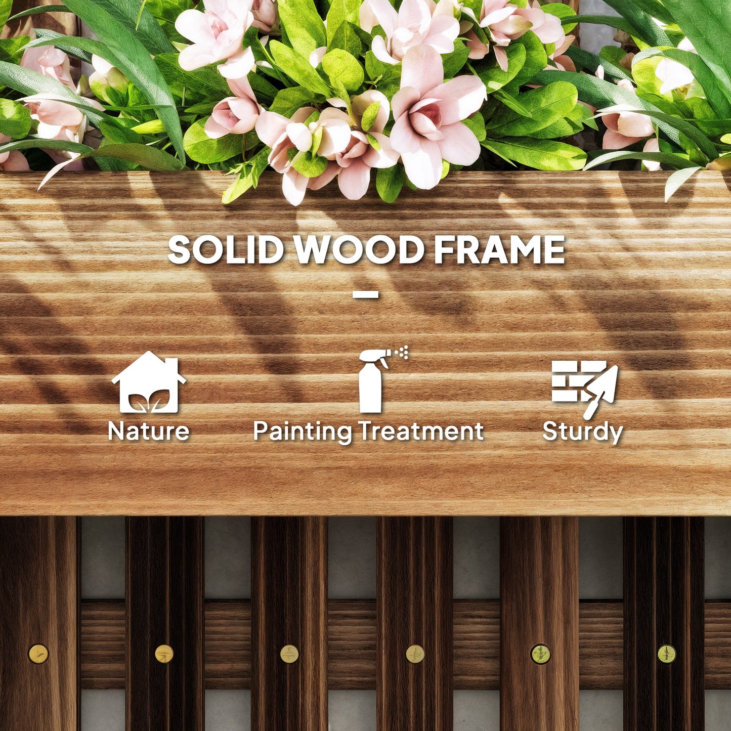 Outsunny Set of 2 Wall-mounted Wooden Garden Planters with Trellis, Drainage Holes and Movable Planter Boxes, Wall Raised Garden Bed for Patio, Carbonised
