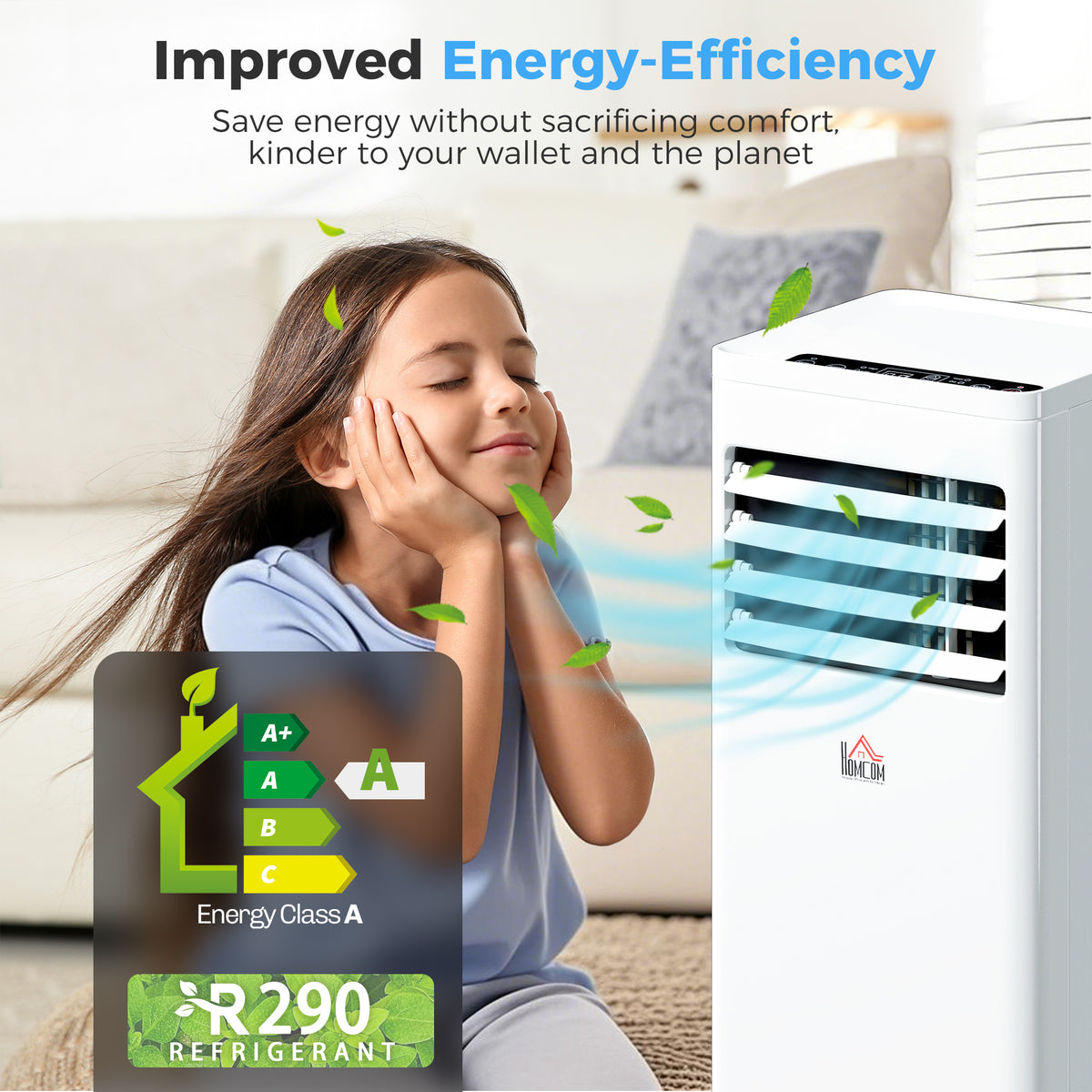 HOMCOM portable air conditioner with front vent and digital control panel
