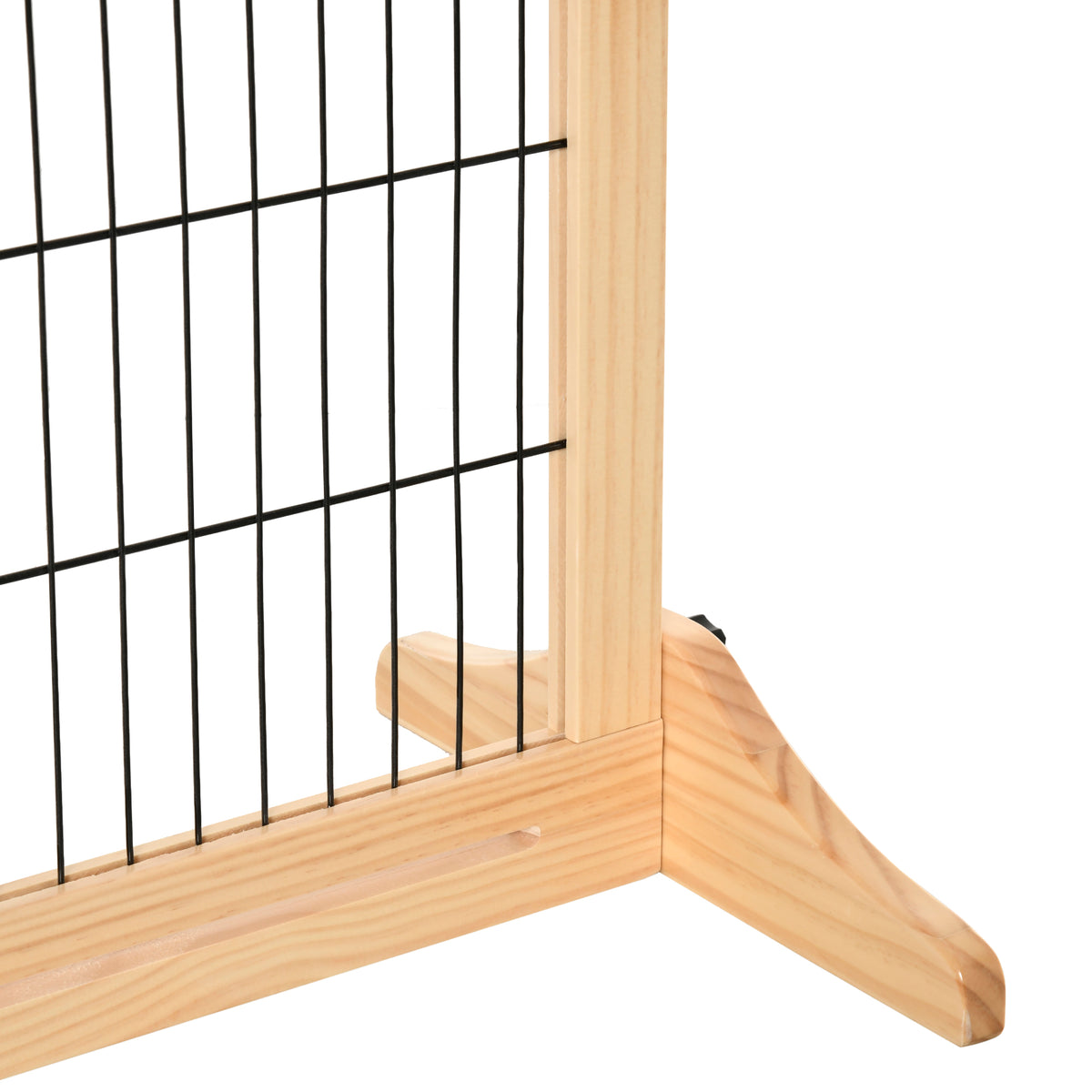 PawHut Freestanding Dog Gate, Foldable Pet Fence, Indoor Wood Barrier, Stair Gate with Support Feet, for Doorway, Hallway, Small and Medium Dogs, 69H x 104-180 cm, Natural Wood Finish