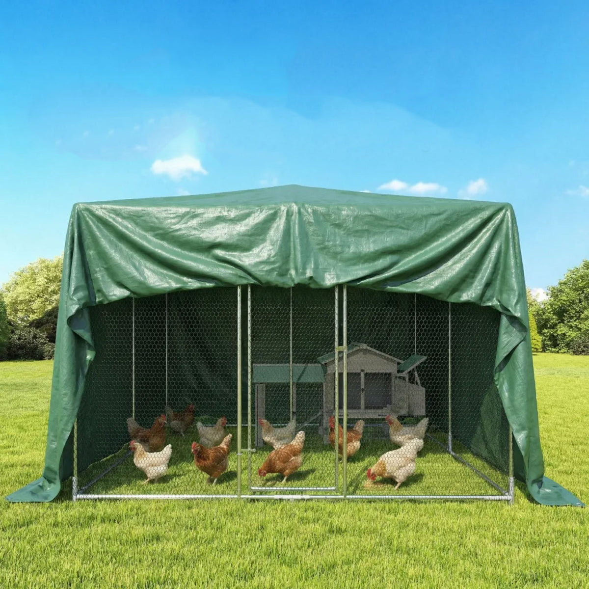Outsunny 4 x 6m Waterproof Tarpaulin, 90GSM Tear-Resistant PE Tarp with Reinforced Grommets, UV Protected Cover