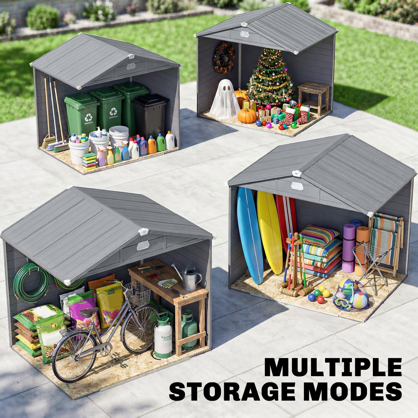 Outsunny 7.9ft x 6.2ft Aluminium Frame and Plastic Wall Shed, with Foundation - Grey