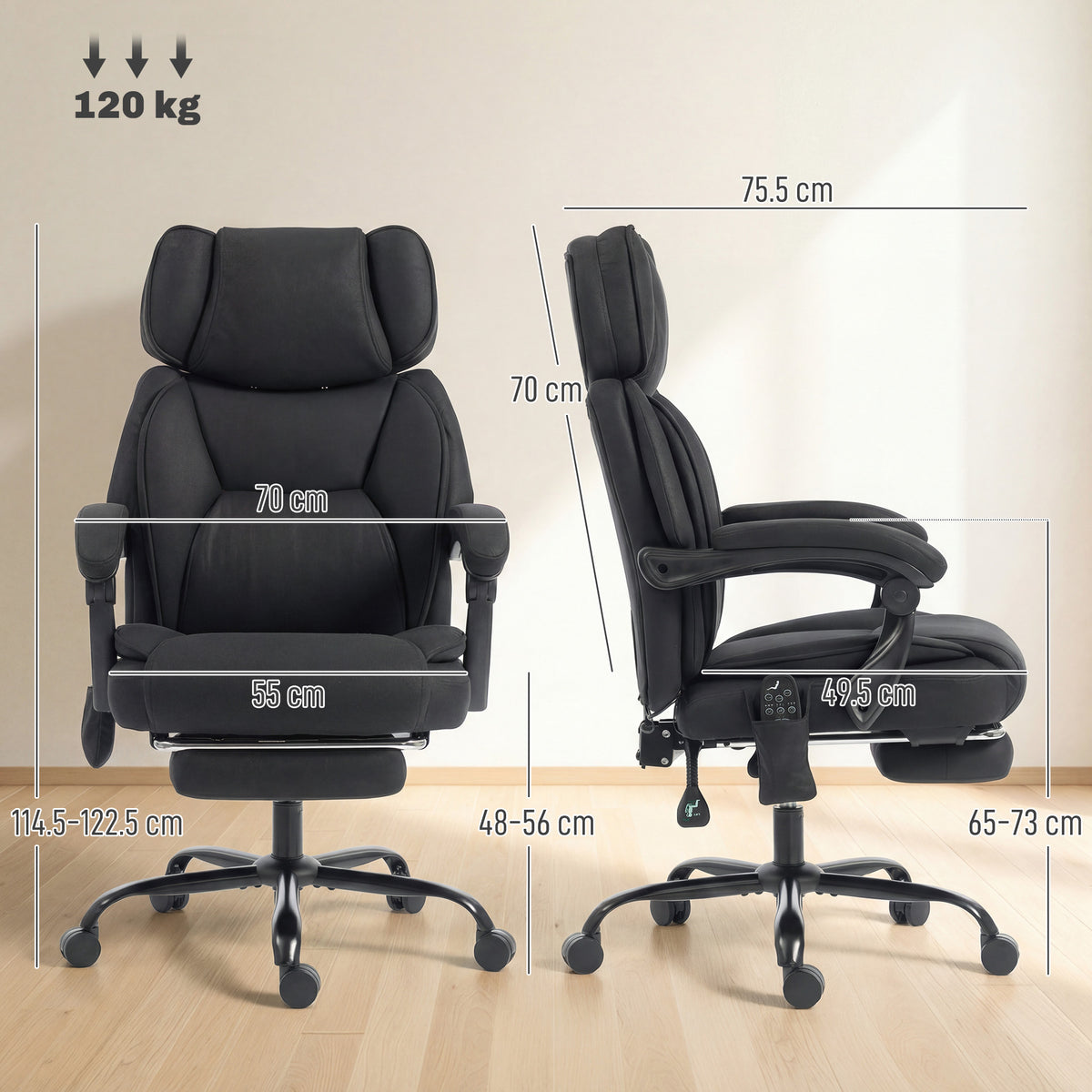HOMCOM High Back Vibration Massage Office Chair Heated Reclining Computer Chair w/ Adjustable Height, Swivel Wheels, Black