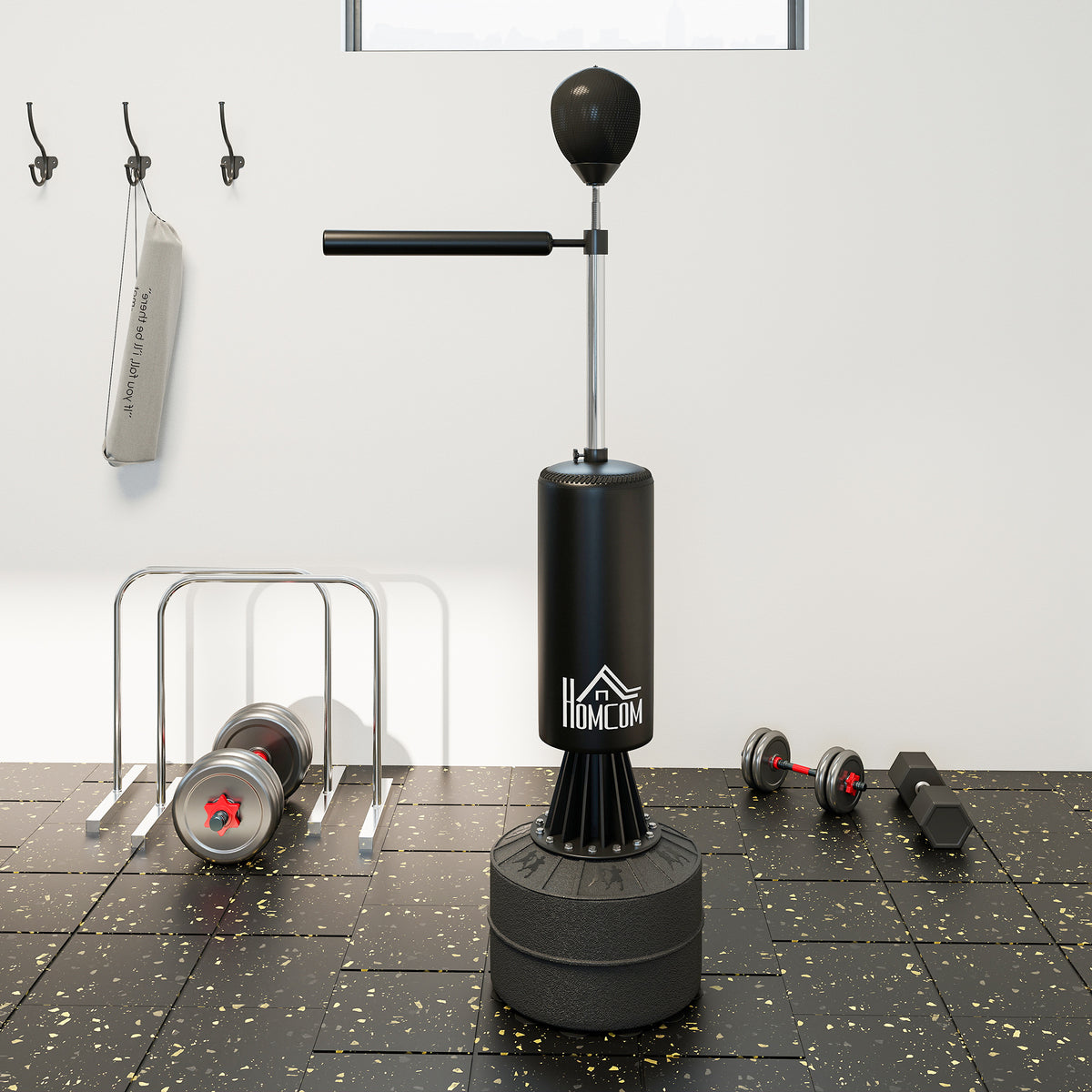 HOMCOM freestanding boxing stand with speed ball, padded bag, arm and weighted base