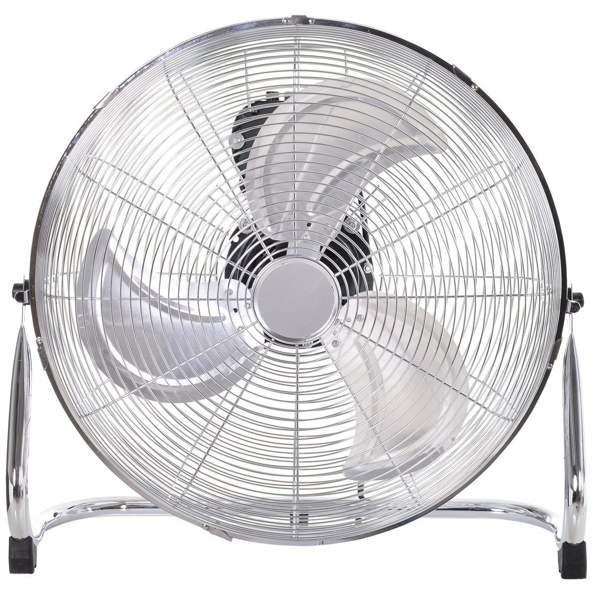 HOMCOM 18" Chrome Metal Floor Fan with Tilting, High Velocity, 3 Speed, Portable Gym Fan for Home Office, Silver