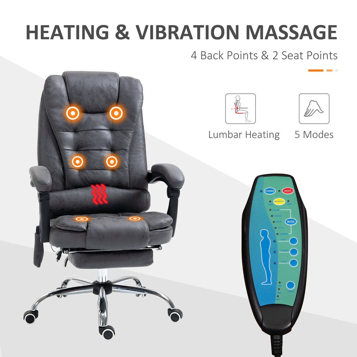 Vinsetto massage chair with heating points and a handheld control