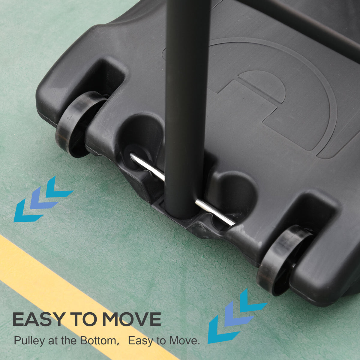 Basketball hoop stand base with built-in wheels for moving
