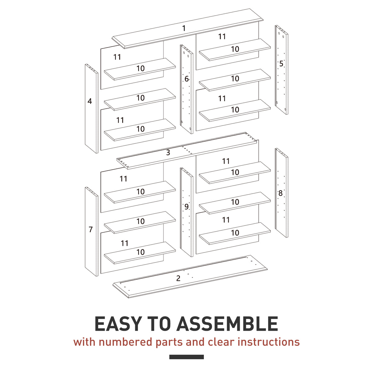 HOMCOM 16-Compartment Media Shelf- White