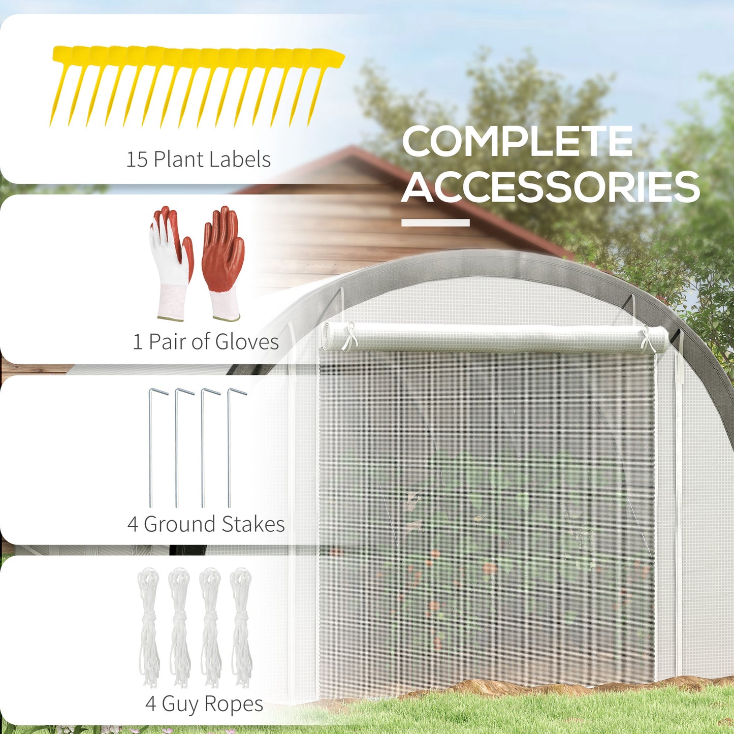 Outsunny 6x3m Polytunnel Greenhouse for Seedlings & Plants Upgraded Structure Mesh Door Windows, White