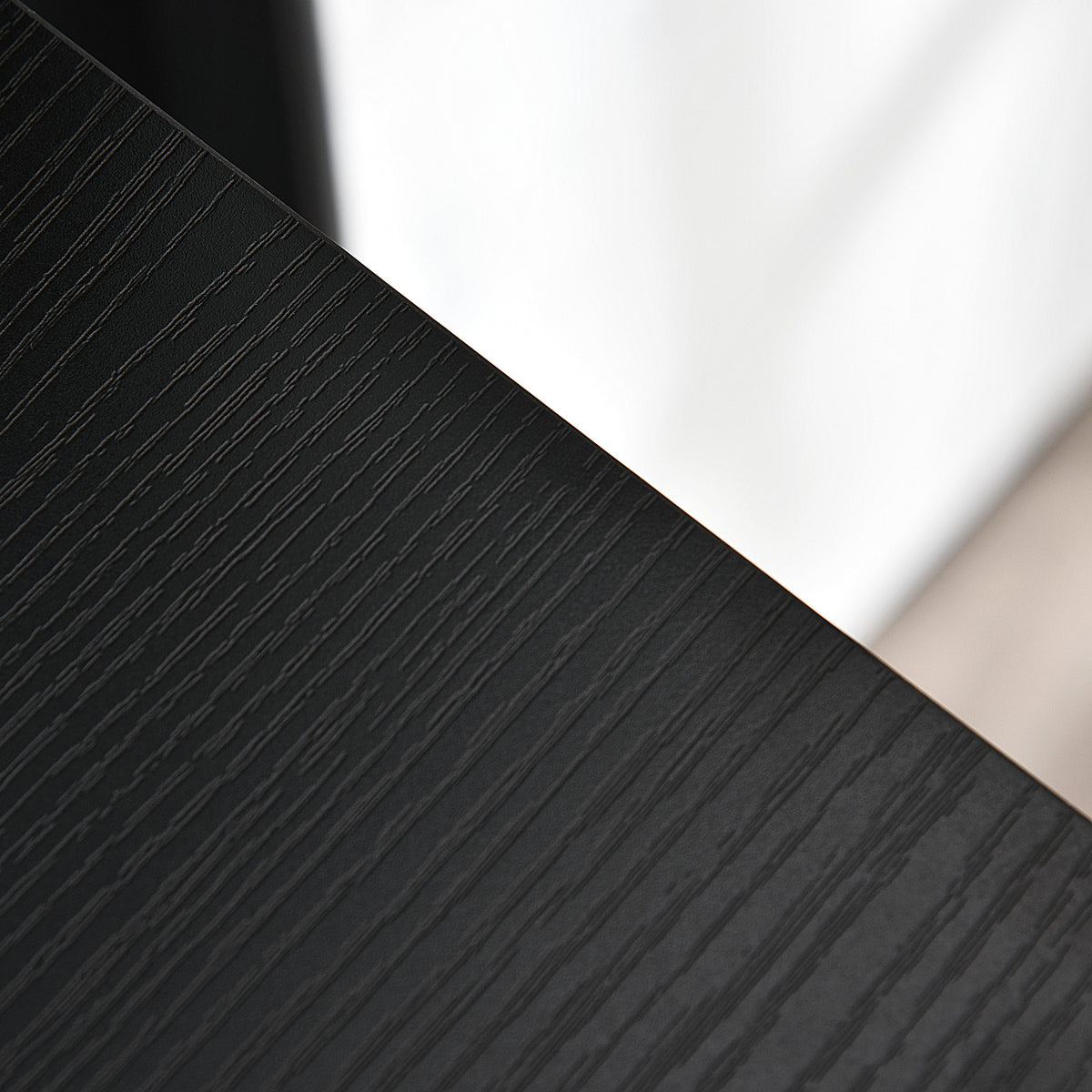 HOMCOM dresser close-up showing the textured black wood-look top