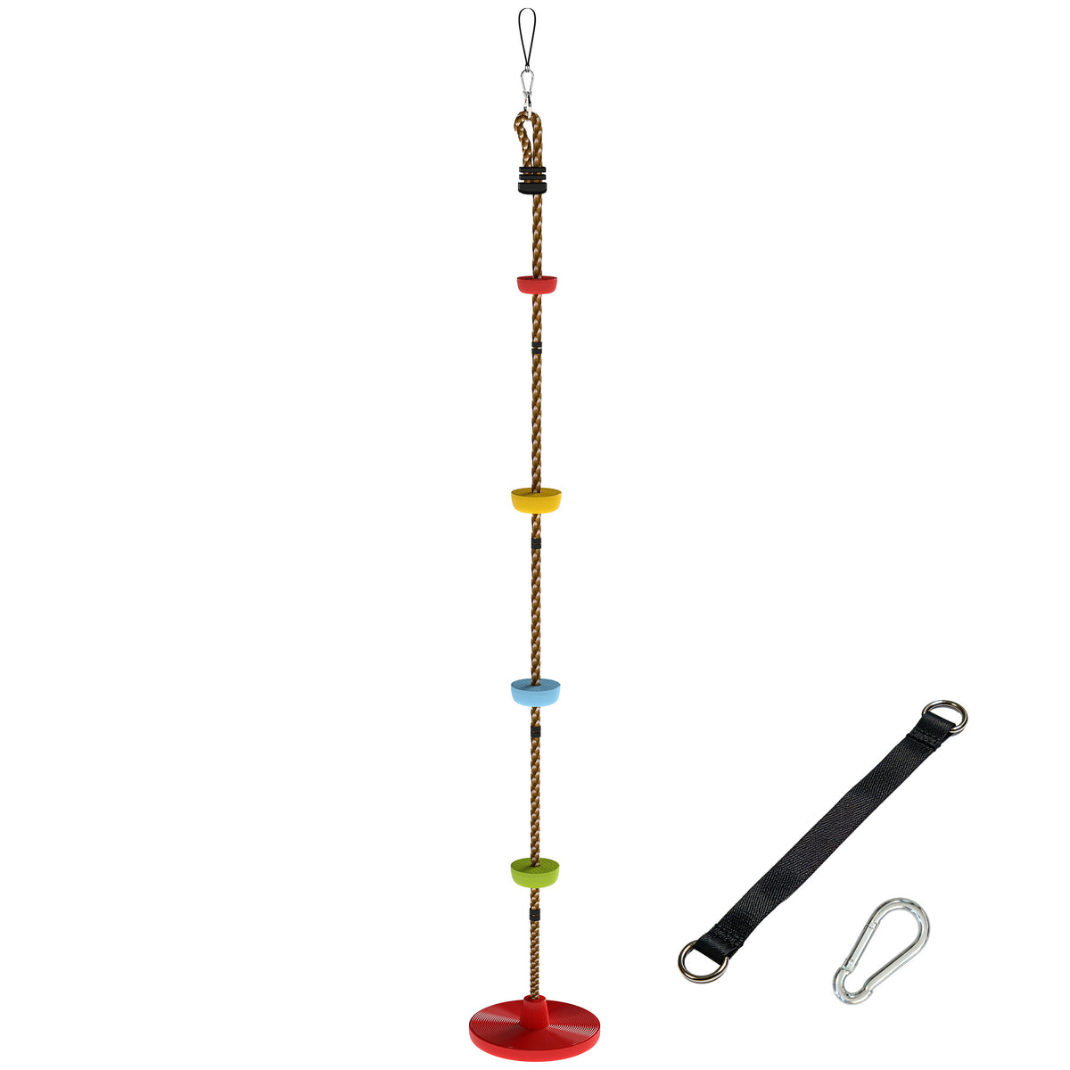 Photo of AIYAPLAY Climbing Rope, Kids Tree Swing Kit with Platforms and Disc Swings Seat, Obstacle Course Kids for Garden, Red in Red colour on a white background