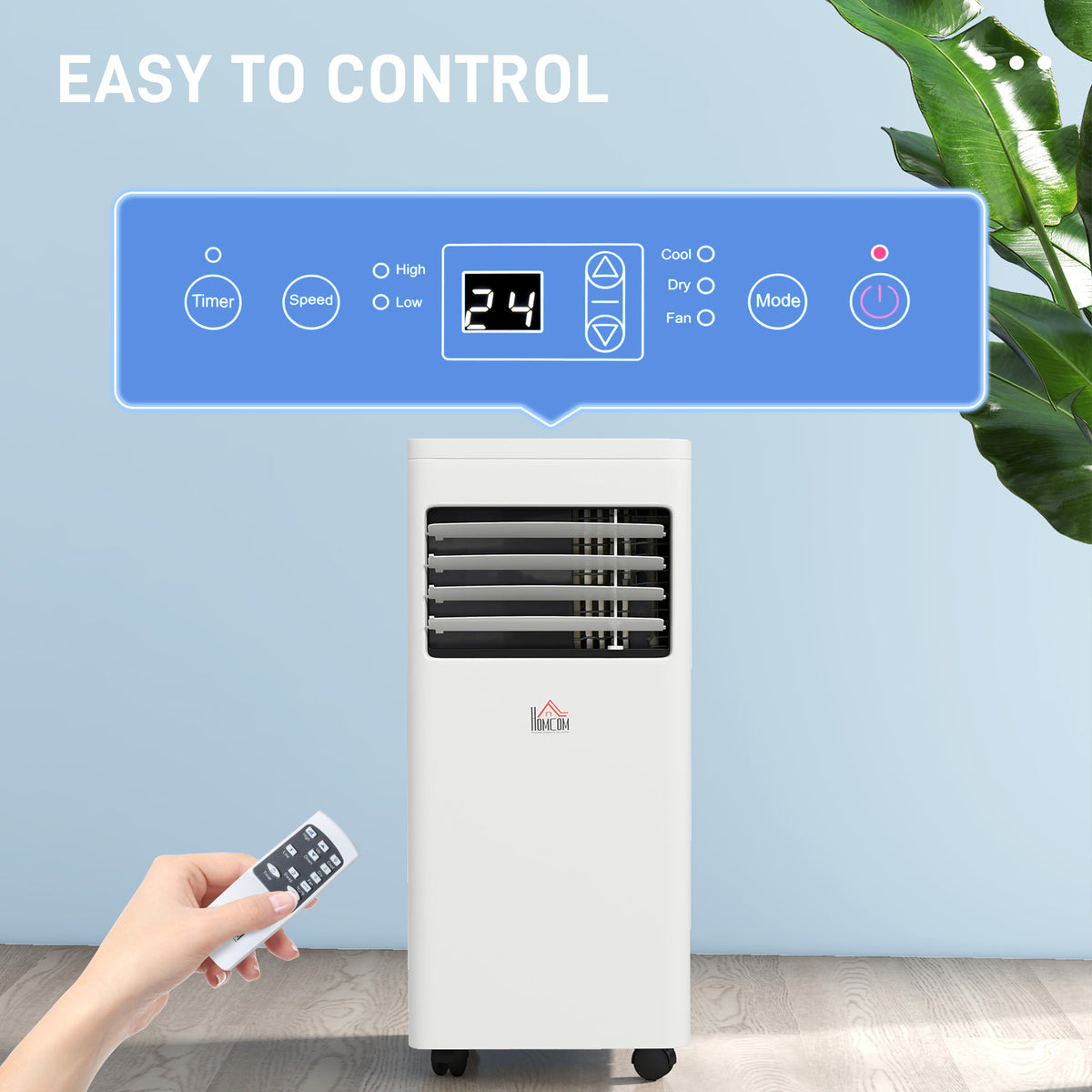 HOMCOM portable air conditioner with digital controls and remote control