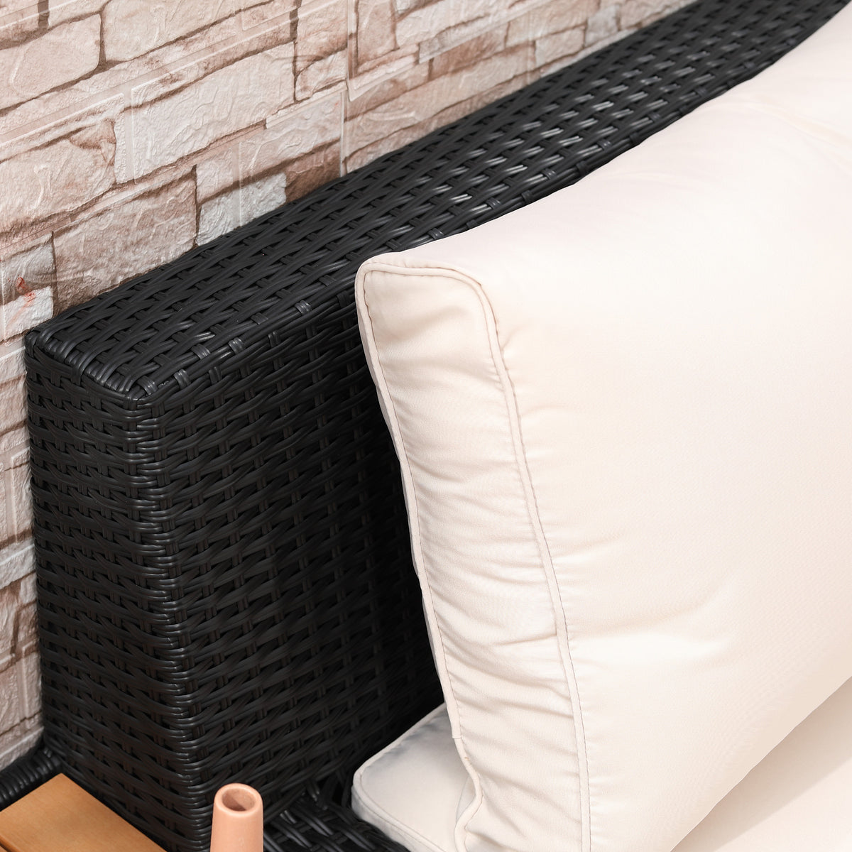 Outsunny 5-Seater Rattan Garden Furniture Outdoor Sectional Corner Sofa with Armrest and Cushions, Black
