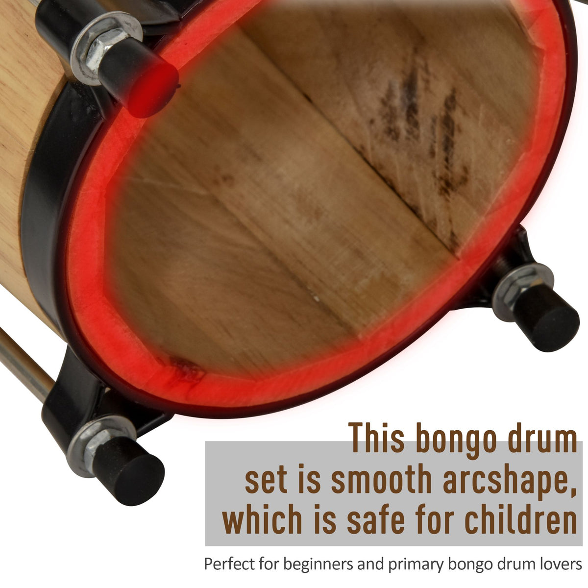 HOMCOM bongo drum underside showing smooth wooden shell and rounded black hardware