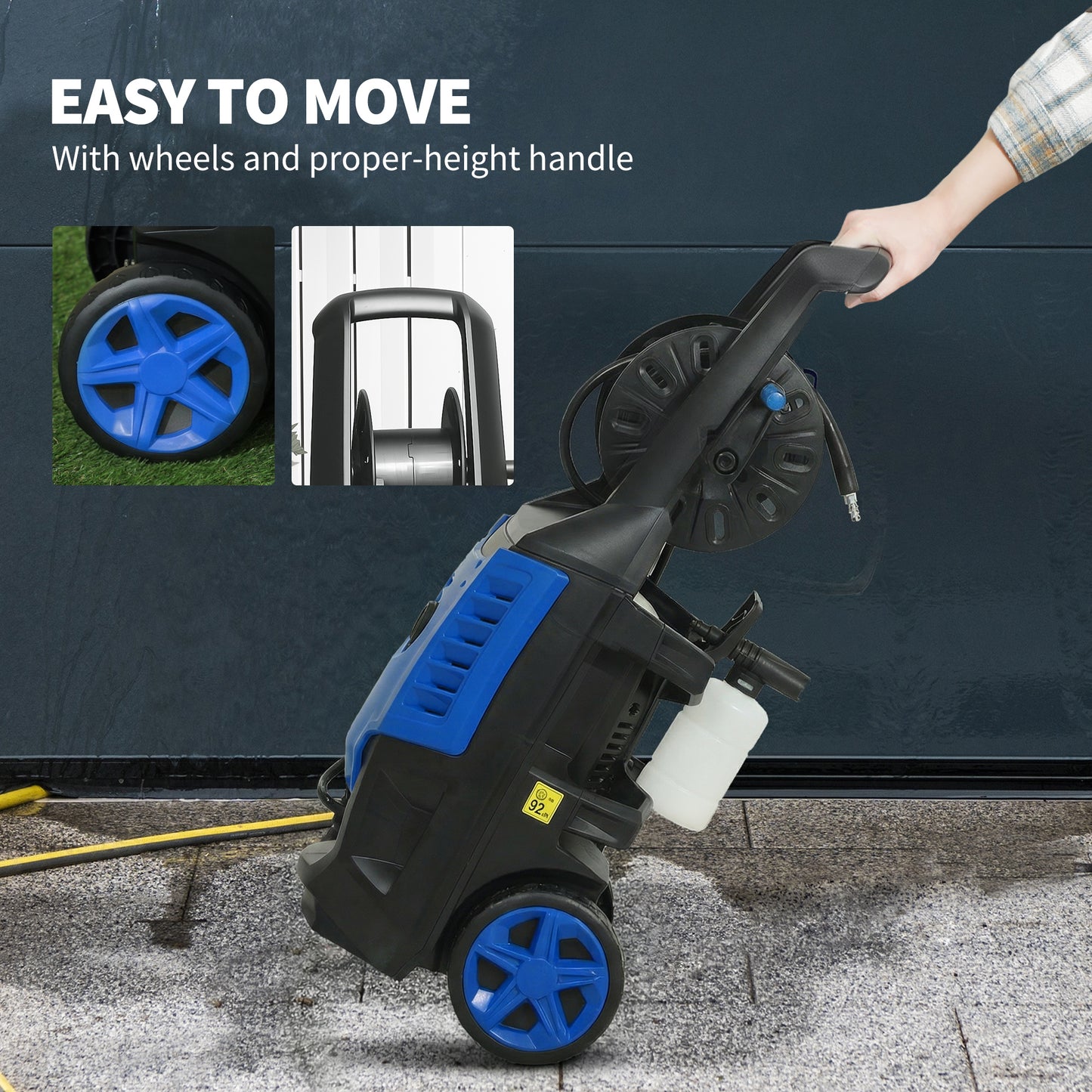 Outsunny 2200W High Pressure Washer, 170 Bar Pressure Washer with Adjustable Nozzle and 6M Hose, 32W x 32D x 80H cm Blue