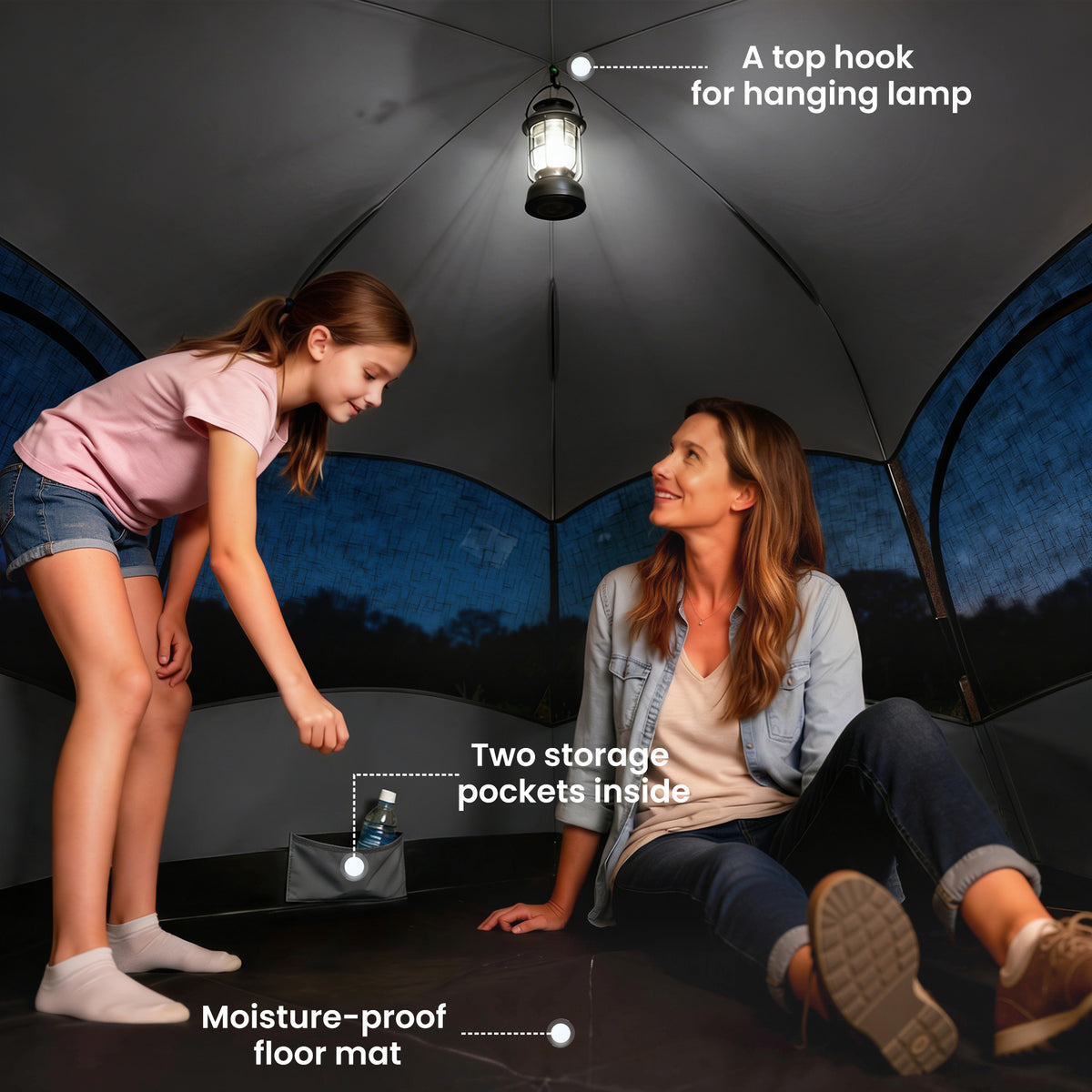 Outsunny 3 Man Instant Pop Up Tent with Rainfly, Portable Camping Shelter with Sewn-in Groundsheet, Carry Bag, Orange