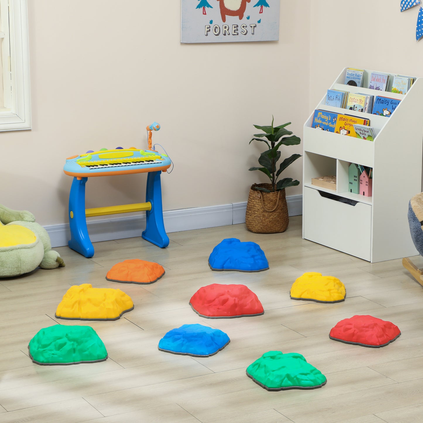 AIYAPLAY Balance Stepping Stones for Kids with Non-Slip Bottom, Indoor Outdoor Obstacle Course for Ages 3-8 Years, Multicoloured
