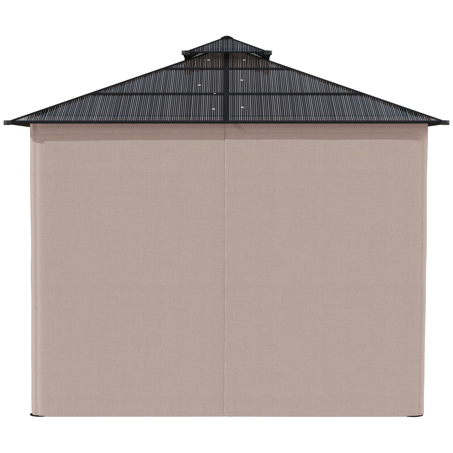 Outsunny 3 x 3 (m) Outdoor Polycarbonate Gazebo, Double Roof Hard Top Gazebo with Galvanised Steel Frame, Nettings & Curtains for Garden, Lawn, Patio and Deck, Khaki