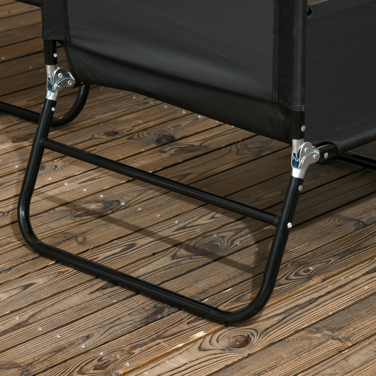 Outsunny Set of Two Metal Frame Folding Sun Loungers - Black