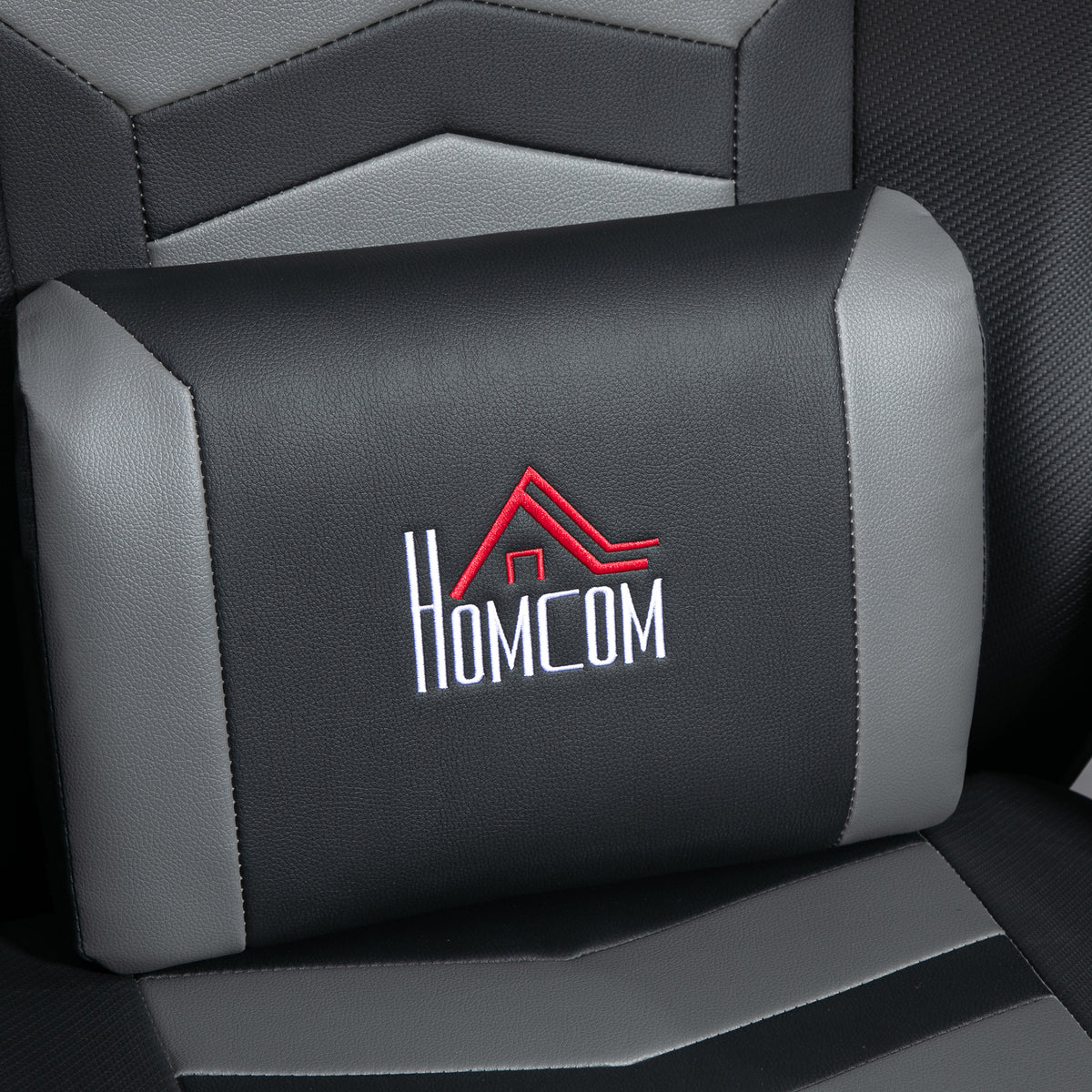 HOMCOM Small Leather Massage Recliner Chair with Ergonomic High Back Retractable Footrest Headrest Work Break Grey