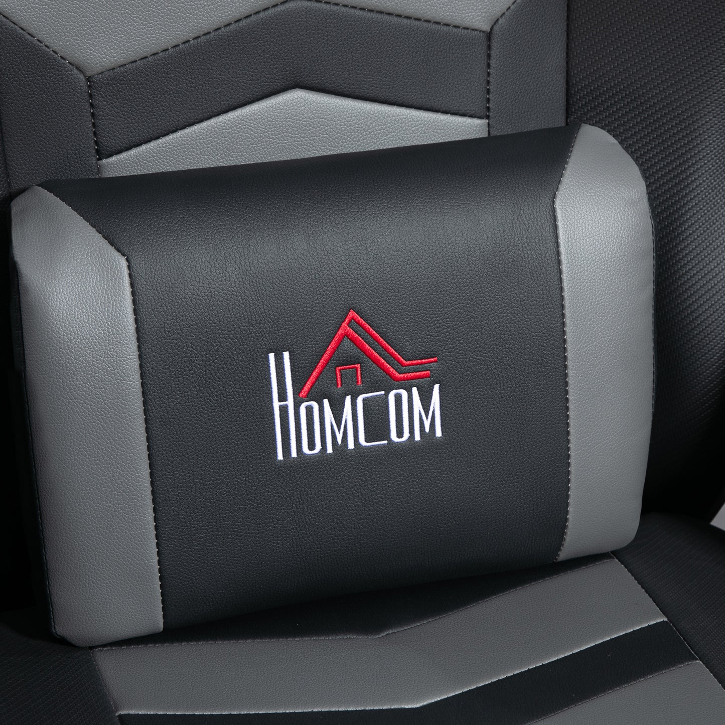 HOMCOM Small Leather Massage Recliner Chair with Ergonomic High Back Retractable Footrest Headrest Work Break Grey