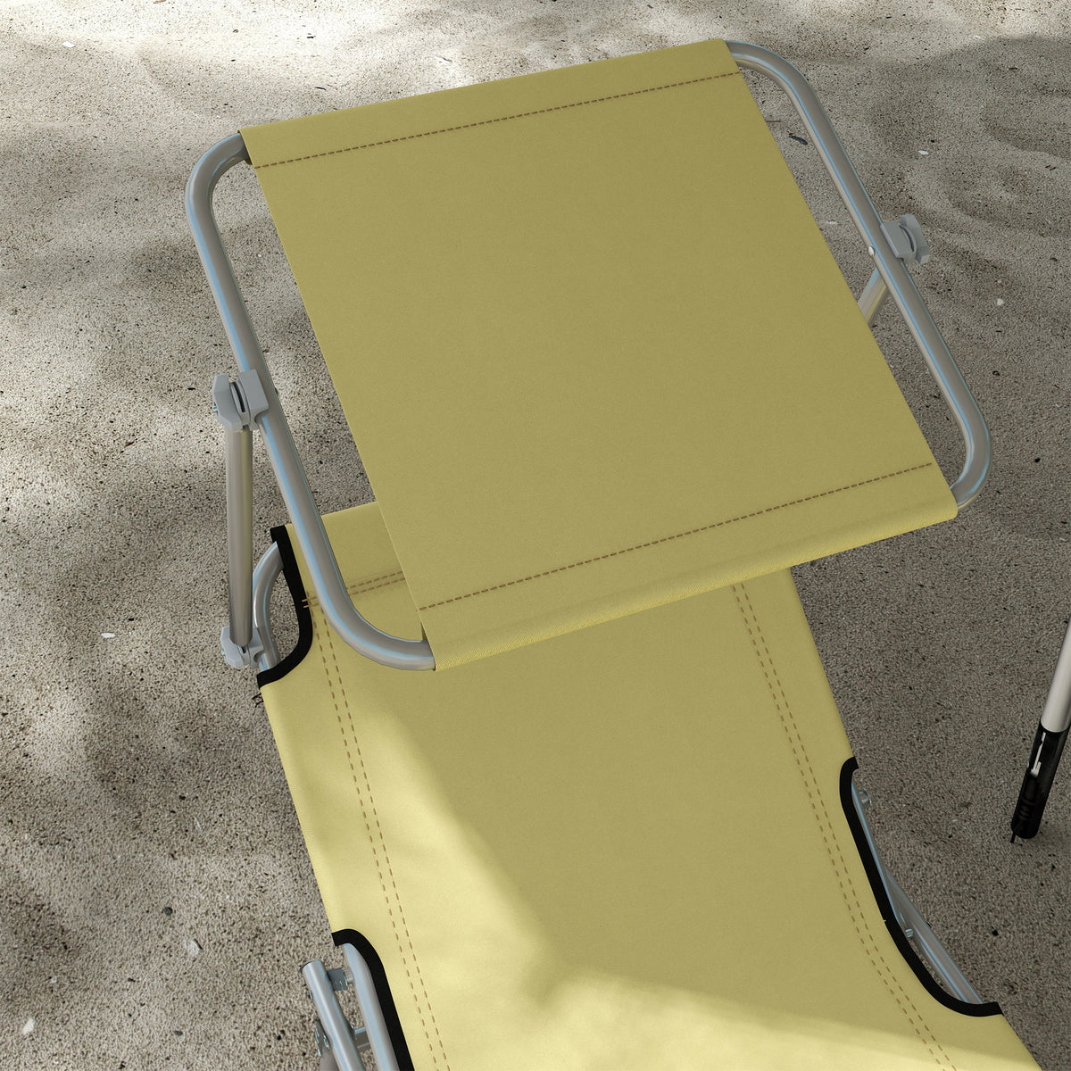 Outsunny Folding Sun Lounger Set of 2 with Canopy, Reclining Sunbed with 4-Position Adjustable Backrest, 600D Oxford Cloth, Portable Garden Lounger Recliner Chair for Beach, Camping, Patio, Beige