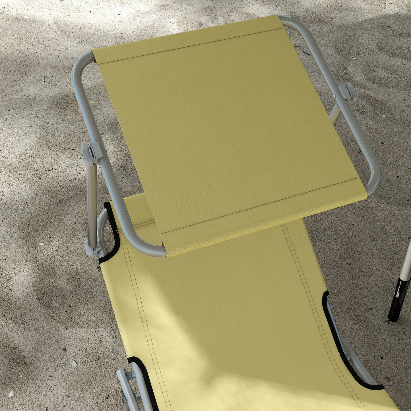 Outsunny Folding Sun Lounger Set of 2 with Canopy, Reclining Sunbed with 4-Position Adjustable Backrest, 600D Oxford Cloth, Portable Garden Lounger Recliner Chair for Beach, Camping, Patio, Beige