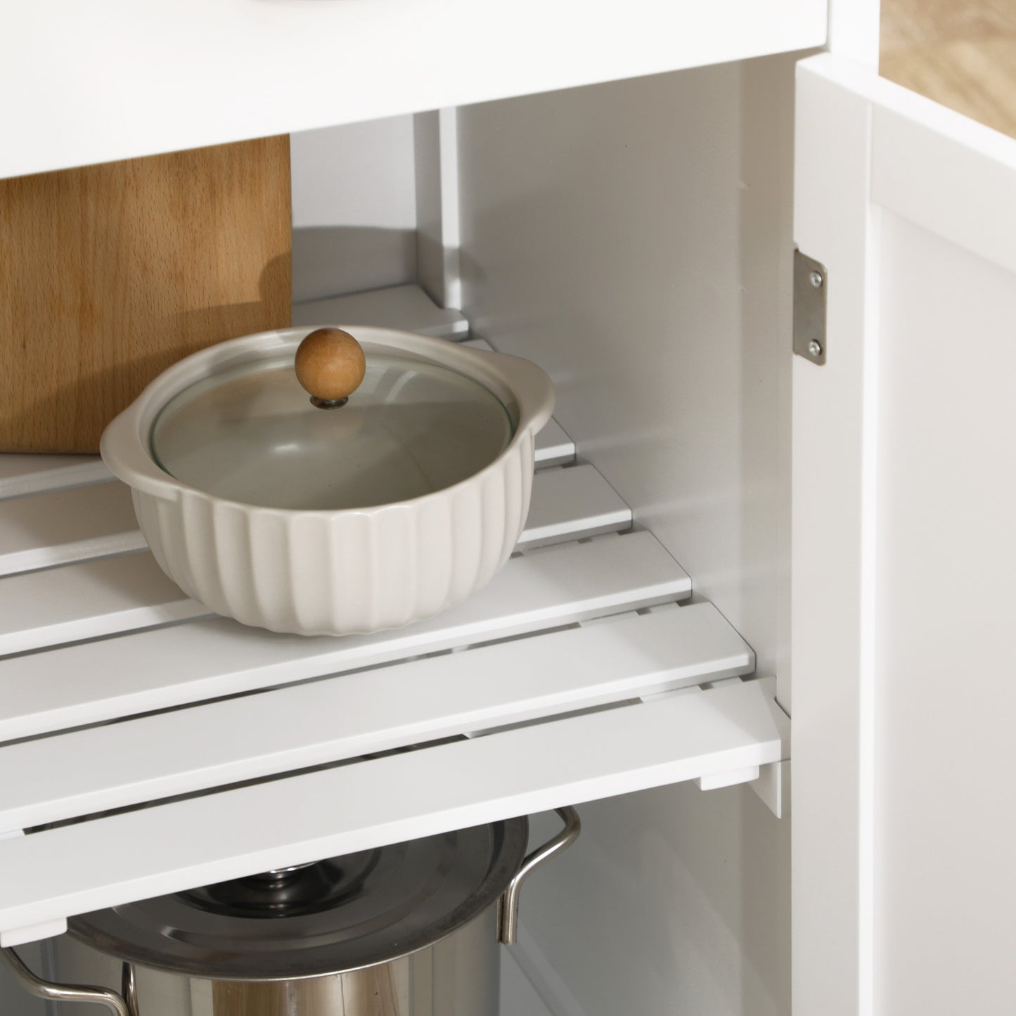 HOMCOM Kitchen Trolley with Wine Rack, Drawer, Open Shelf and Storage Cabinet for Dining Room, White