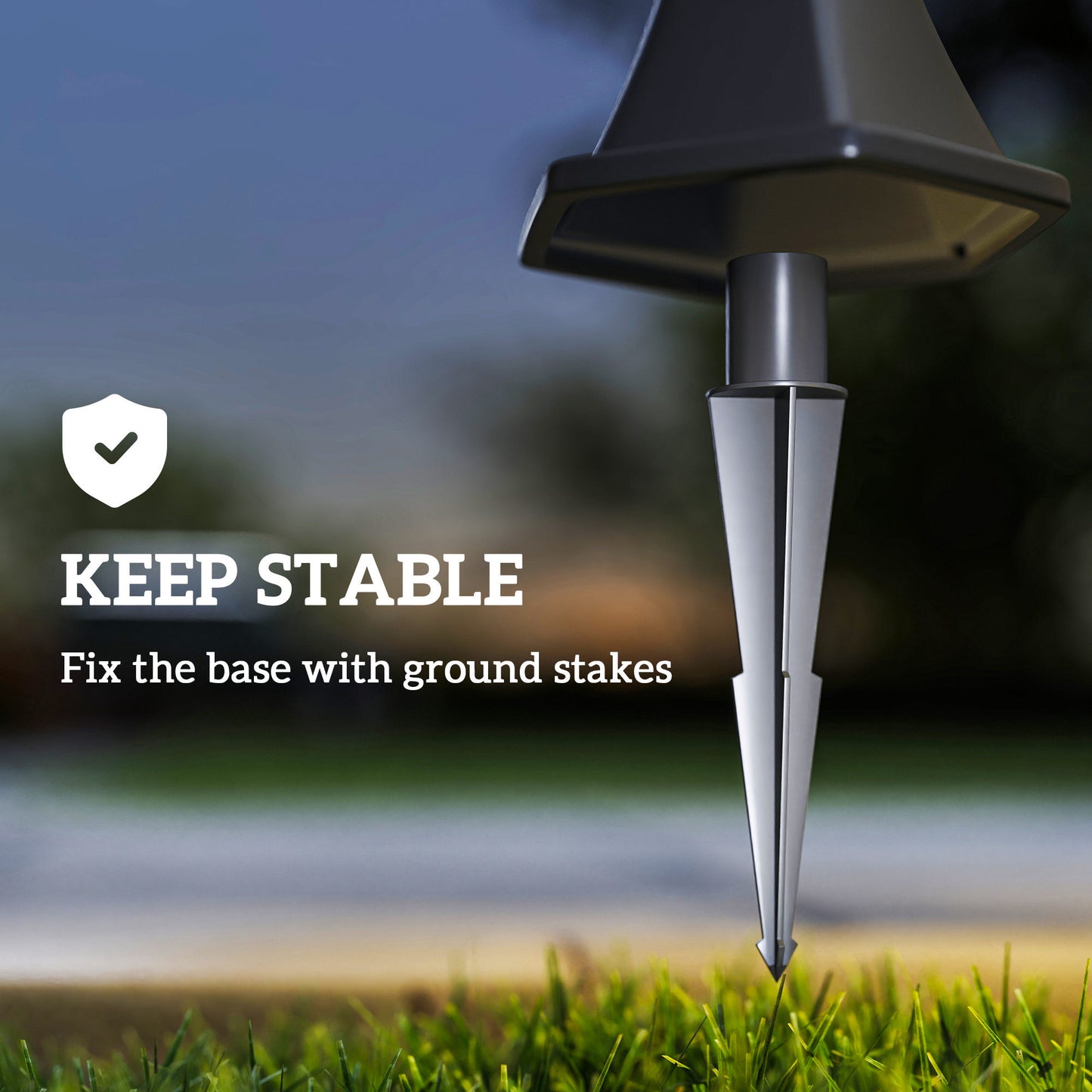 Outsunny 2 PCS 1.3M Garden Solar Lamp Post Lights Solar Powered LED Lantern Patio Pathway Walkway Outdoor Water-Resist Auto Switch 6 Hours Black